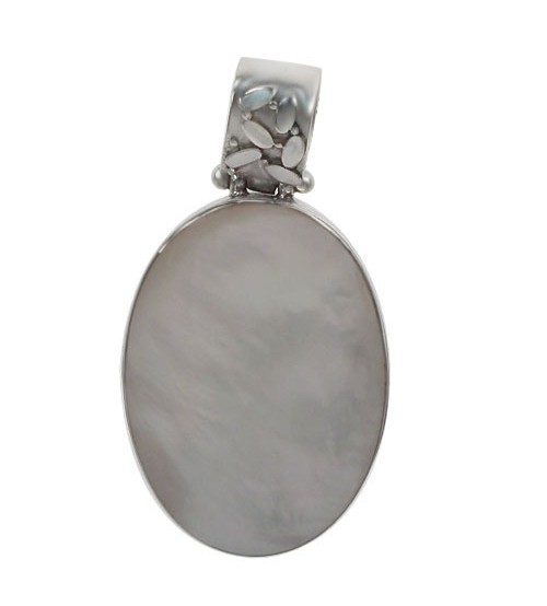 Oval Mother of Pearl Pendant, Sterling Silver